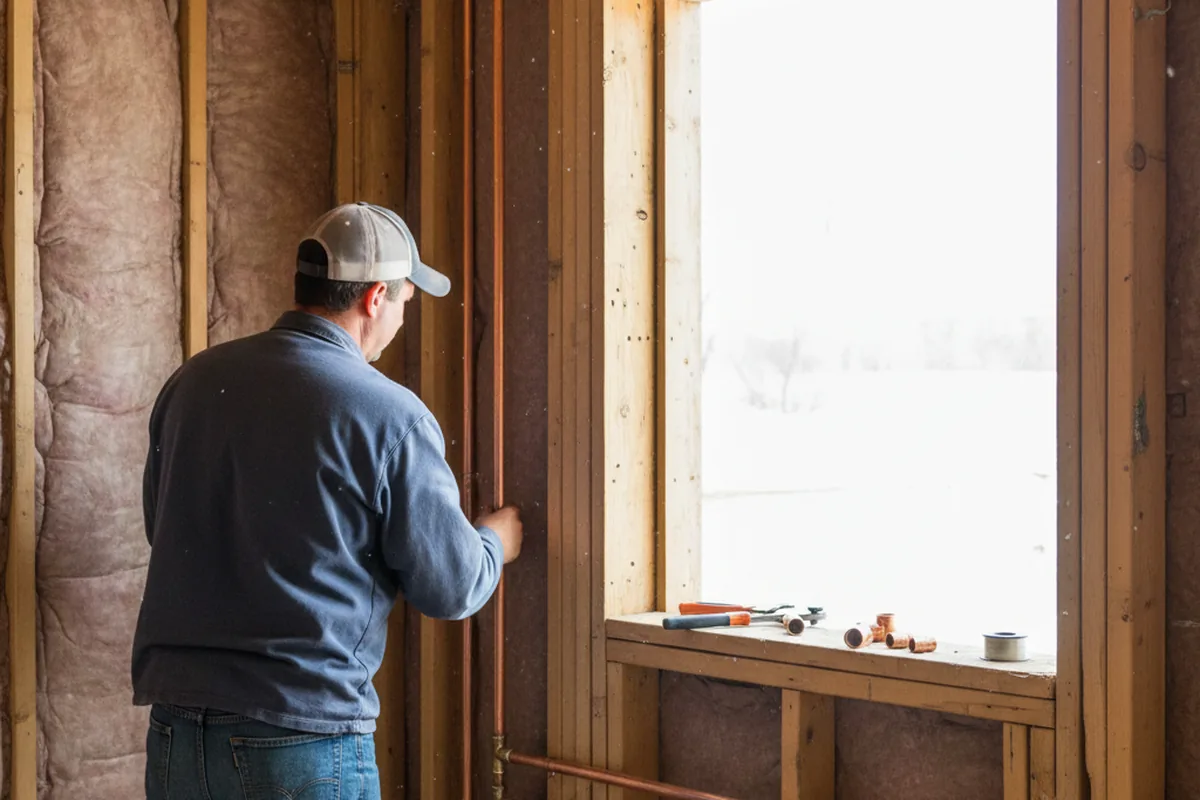 Licensed plumber running new copper supply lines in a Louisville home